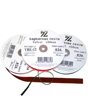 Лента бархатная эластичная BLITZ VRE-12 ш.1,2см 16.5м арт. ГММ-2206-1-ГММ0020676