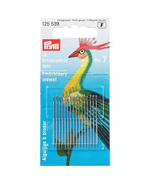 Иглы для шитья ручные "PRYM" 125539 для вышивания тонкие №7 16 шт. в блистере арт. ГММ-99617-1-ГММ002901998472
