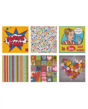 Салфетки бумажные для декупажа АССОРТИ 3х слойные "Love2art" SDD 33x33 12шт арт. ГММ-2570-44-ГММ0031053