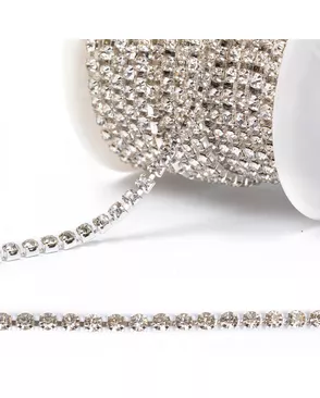 Цепь со стразами цв.CRYSTAL/SILVER, 2.8 мм, уп.10 м арт. МГ-116283-1-МГ0827356