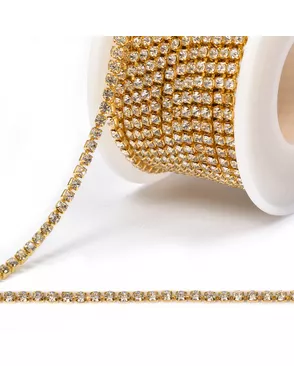 Цепь со стразами цв.CRYSTAL/GOLD, 2.8 мм, уп.10 м арт. МГ-116284-1-МГ0827357