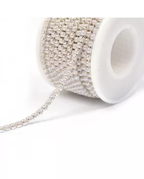Цепь с жемчугом цв.WHITE/SILVER, 3 мм, уп.10 м арт. МГ-116287-1-МГ0827366