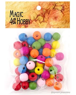 Бусины деревянные детские MAGIC HOBBY 119 цв.ассорти уп.40г 145х105х10 (180±3 шт.) арт. МГ-94978-1-МГ0849919