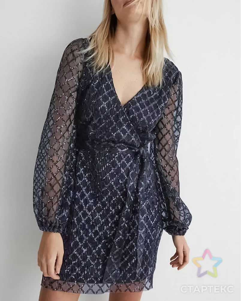 Вышивка на сетке с пайеткой Ромб арт. ПАЙ-23-3-20735.003 - рис. 2