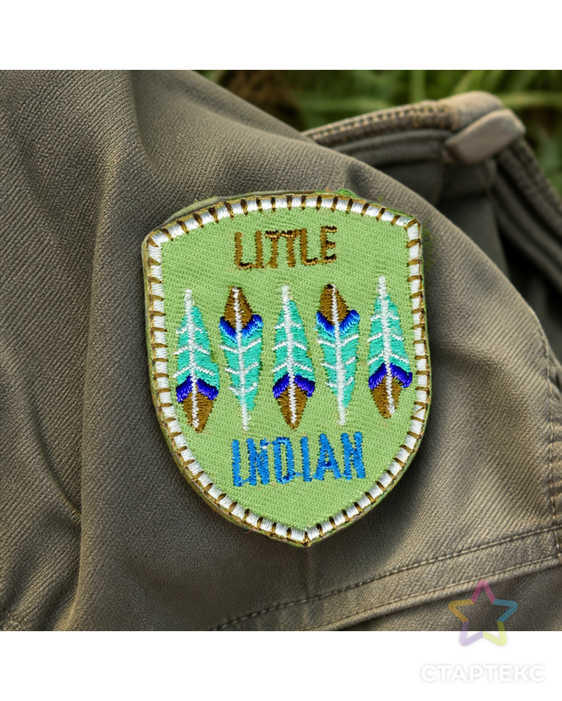 Термоаппликация HKM "Little Indian Button grn" арт. ГЕЛ-4505-1-ГЕЛ0085878 - рис. 1