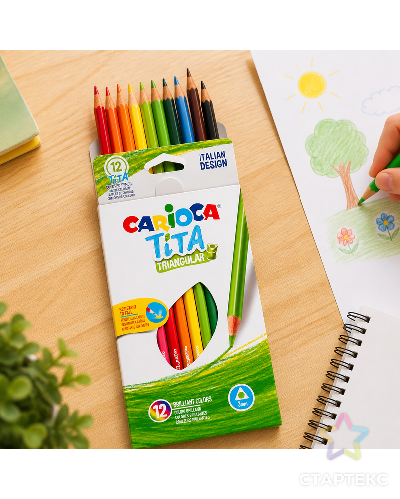 "Carioca" Карандаши цветные пластиковые Tita трехгранные 12 цв. арт. ГММ-107427-1-ГММ078108502034 - рис. 3