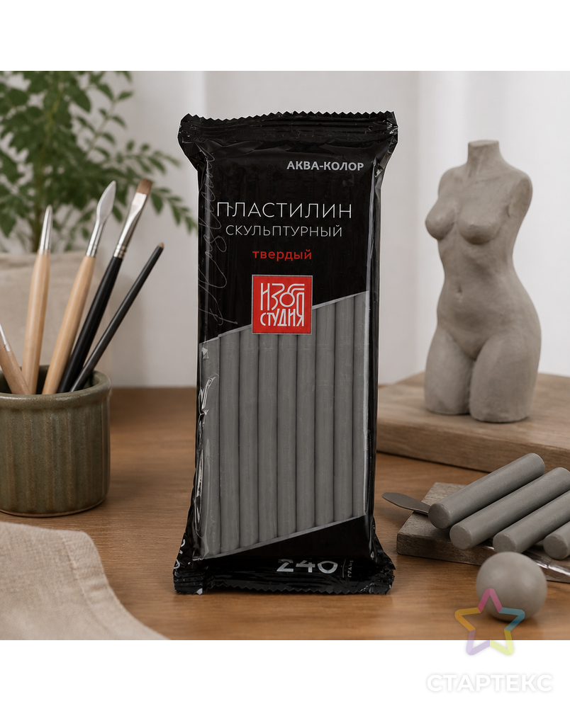 Пластилин скульптурный "Аква-колор" IZO-SP-240 "Изостудия" 240г, 5шт арт. ГММ-108821-5-ГММ076881337954 - рис. 1