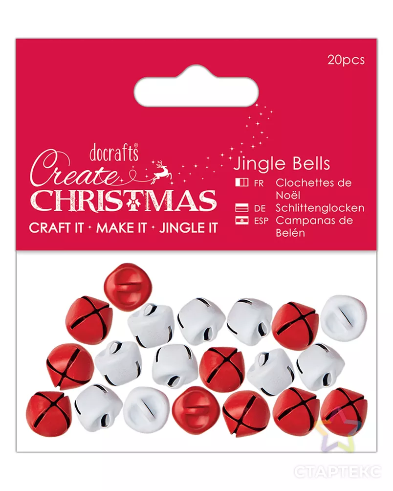 Набор бубенчиков Create Christmas, красные и белые арт. ГЕЛ-4159-1-ГЕЛ0104602 - рис. 1
