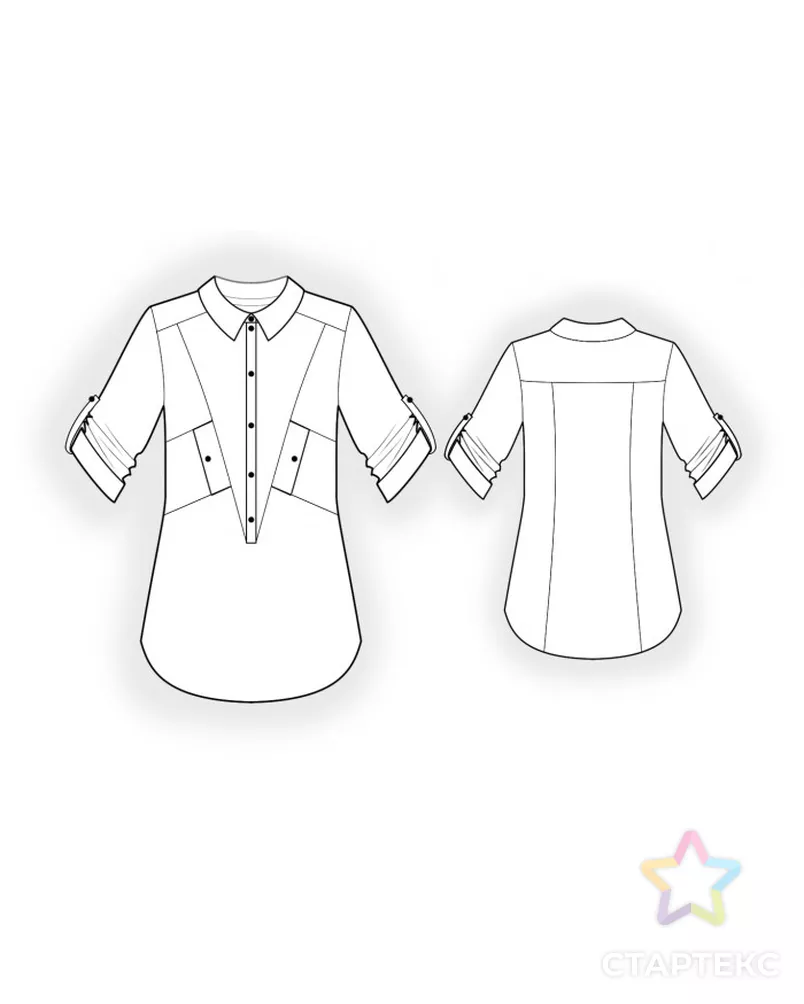 Выкройка: рубашка арт. ВКК-3912-11-ЛК0004989 - рис. 5