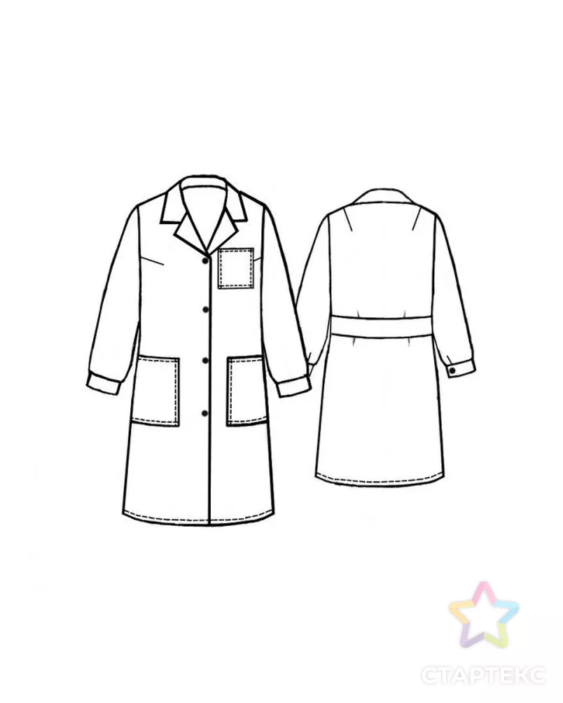 Выкройка: халат медицинский женский арт. ВКК-921-11-ЛК0005218 - рис. 2